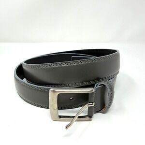 Vera Pelle Leather Belt Black Silver Buckle Italy Size 37-41